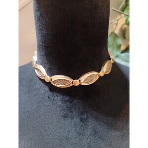 Women's Vintage Gold Tone Link Choker Necklace With Adjustable Chain Clasps